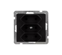 Enchufe triple SONATA b/u 2,5A EURO negro metálico GP-3R/m/33