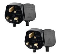 Enchufe UK de 13 A con 3 Clavijas Double Dragon | Enchufe eléctrico Resistente y Reutilizable | Material ignífugo Duradero y Seguro en PC | Certificado BS1363 y BSI (Pack de 2, Negro)