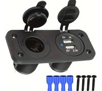 Enchufe USB 12V, Cargador USB para Coche, Divisor de Enchufe de Encendedor, Toma de Corriente de 12 con Panel de Enchufe LED, Adaptador de Panel, Kit DIY, Puertos USB Dobles para Coche, Barco, RV