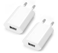 Enchufe USB-A, 2 Pack Cargador USB Multiple 5V/1A para Kindle Mini Ventilador Earbuds Watch iPhone Samsung iPad, 5W Enchufe con USB Carregador Adaptador Charger Cargador Rapido Doble
