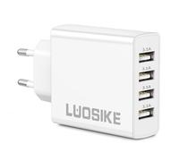 Enchufe USB-A, 4 Puertos Cargador USB Multiple 5V/3.1A para Kindle Mini Ventilador Earbuds Watch iPhone Samsung iPad, 15.5W Enchufe Carregador Adaptador Charger Cargador Rapido Doble