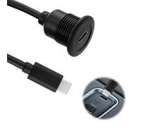 Enchufe USB C con rosca, transferencia de datos 5 Gb/s carga rápida PD 60W, adaptador USB C 3.0 macho a hembra, cable de instalación de enchufe US B C 30 cm, para salpicadero, coche, barco