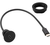 Enchufe USB C de Montaje con Rosca M21, 5Gbps, Carga Rápida PD 60W, Adaptador Macho-Hembra USB 3.0, Cable 30cm - para Salpicadero de Coche, Barco, Moto, Escritorio