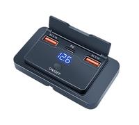 Enchufe USB - Cargador USB de 76 W para coche con 3 tomas de corriente, vehículo sin taladrar, regleta para autocaravanas, barcos, camiones, sin montaje, medición de voltaje en con estado digital