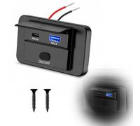 Enchufe USB de 12 V para autocaravana, 90 W, con interruptor, 3 puertos de | Enchufe USB de 12 V con dos puertos tipo C PD 36 W y tipo A QC 3.0 18 W, para red de a bordo de 12 hasta 24 V en coche, barco
