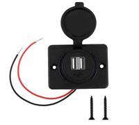 Enchufe USB empotrable de 12 V, Dual USB 3,1 A, 12 - 24 V, con tapa | Dos puertos USB | Para coche, barco y autocaravana | 15,5 W de potencia total | Montaje con tapa protectora y tornillos