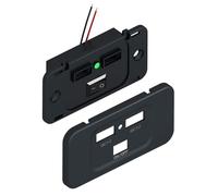 Enchufe USB para caravana, 12 V, soporte de pared, puerto de carga USB | Montaje en pared con puertas para autocaravanas negras de 72 W | 2 QC3.0 Cargador de teléfono, adaptador de enchufe sos