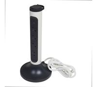 LEGRAND - Regleta Vertical con Base con Interruptor + pararrayos - 4 Tomas de Superficie con Tierra - Torre de conexión práctica - Cable de 2 m - Blanco y Gris Oscuro