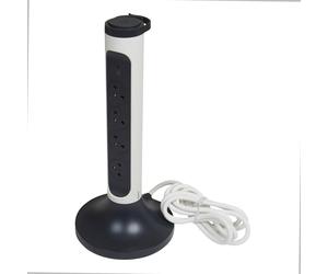 Enchufe vertical TKD 4xPA 2m OSB blanco y negro (Enchufe Europeo) - 049410