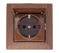 Enchufe Visage con tapa empotrable, aspecto de madera de nogal, práctico sistema de bornes, conexión de cable sin tornillos