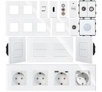 Enchufe Wi-Fi e interruptor de luz táctil, atenuador, retroiluminación LED, SmartHome, compatible con Alexa/Google Home, marco de vidrio, tiempo de lujo, regulador (WLAN)