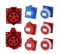 Enchufe y toma industrial de 16/32 A, conector eléctrico 3 pines, 4 5, IP67, for montaje en pared, macho hembra(32A Panel Mounted,50 PCS-3P IP67)