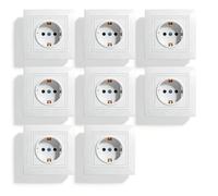 Enchufes empotrables 8 piezas, enchufe empotrable 1 compartimento, enchufe interior, IP20, 220-250 V, ignífugo, blanco, para sala de estar, cocina, oficina