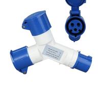 Enchufes industriales | Adaptador industrial de 2 vías - 16 A de alta corriente para aplicaciones pesadas en fábricas y obras