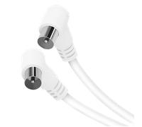 Enchufes macho a hembra, Aigostar Cable Coaxial Antena, Cable TV Full HD, en Ángulo 90 Grado , Soporta DVB-T, DVB-S, DVB-C, DVB-S2 y HDTV, para TV y Radio, Blanco, 1.5 m