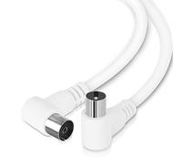 Enchufes macho a hembra, Aigostar Cable Coaxial Antena, Cable TV Full HD, en Ángulo 90 Grado, Soporta DVB-T, DVB-S, DVB-C, DVB-S2 y HDTV, para TV y Radio, Blanco, 1.5 m
