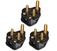 Enchufes redondos de 5 amperios, paquete de 3 adaptadores de enchufe de 5 A de 3 pines, enchufe de lámpara del hogar, enchufes de iluminación para luces del hogar, lámpara (negro)