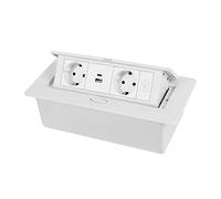 Enchufes retráctiles, multienchufe, bloque regleta de 2 vías, toma de mesa con USB LAN y HDMI, cable de 1,5 m (2AC+1USB+1Type-C+1Switch (blanco)