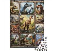 Enciclopedia de Dinosaurios Puzzle de 1000 Piezas Juego de Puzzle 1000 Piezas Papel para Adultos Estilo Jurásico Relajación Decoración Regalo 52x38cm/1000pcs