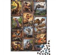 Enciclopedia de Dinosaurios Puzzle de 1000 Piezas Papel para Adultos Escena de Naturaleza Antigua Puzzle para Adultos Mejora Enfoque Ocio Familiar Decoración Regalo 70x50cm/1000pcs