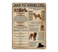Enciclopedia de Shar Pei con conocimientos antiguos sobre Shar Pei para la educación en el hogar, póster de metal y aluminio, letrero de hojalata de 8 x 12 pulgadas, decoración de pared