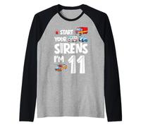 Enciende Tus Sirenas Soy un niño de 11 años Que Cumple 11 años Camiseta Manga Raglan
