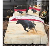 Encierro de toros Funda de Edredón Cierre de Juego de 3 Piezas Suave Impresión 3D con Fundas de Almohada Transpirable Escena taurina española Funda Edredon for Adolescentes Single（135x200cm）