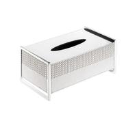 Encimera Caja de cajones cuero acero inoxidable creativa, mesita noche for dormitorio, adornos decorativos escritorio, caja pañuelos lujo for sala estar Decorativa(Blanco,Grande)