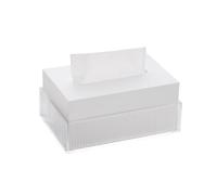 Encimera Caja de pañuelos acrílica moderna for hotel, restaurante, mesa centro, escritorio, dispensador servilletas faciales Decorativa(Blanco,Pequeño)