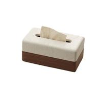 Encimera Caja de pañuelos con costuras de cuero creativas, dispensador de servilletas faciales de lujo for sala de estar, decoración de escritorio Decorativa(Blanco)