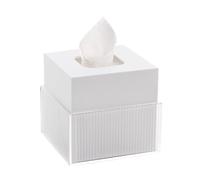 Encimera Caja de pañuelos de acrílico for hotel de negocios, de lujo y ligera, creativa, cuadrada, for rollo de papel Decorativa(Blanco)
