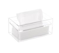 Encimera Caja de pañuelos de acrílico rectangular con tapa for baño, cocina, dormitorio y oficina. Decorativa(Blanco,Pequeño)