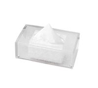 Encimera Caja de pañuelos de escritorio moderna, ligera, de lujo, decorativa, de resina, rectangular, dispensador de servilletas faciales. Decorativa(Blanco,Grande)