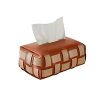 Encimera Caja de pañuelos papel cuero tejido a cuadros for sala estar, mesa, dormitorio, organizador Decorativa(Bruin)