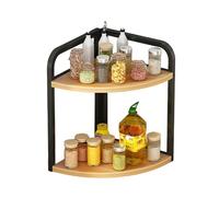 Encimera de cocina, estante de esquina para especias, accesorios de cocina, especiero de madera, triangular, de hierro, esquina Nathroom (2 pisos (M))