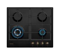 Encimera de gas infiniton gas41ro 8000w 4 fuegos acabado rústico negro/dorado 58 cm