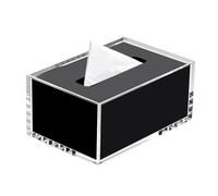 Encimera Dispensador de pañuelos faciales rectangulares for servilletas, hogar, oficina, coche, caja de pañuelos, contenedor decorativo Decorativa(Negro,Pequeño)