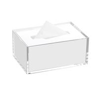 Encimera Dispensador de servilletas de papel rectangulares de acrílico for el hogar, la oficina y el coche. Decorativa(Blanco,Pequeño)