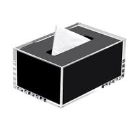 Encimera Dispensador de servilletas de papel rectangulares de acrílico for el hogar, la oficina y el coche. Decorativa(Negro,Pequeño)