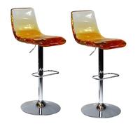 Encimera Juego de 2 taburetes de bar con respaldo y reposapiés de resina transparente, taburetes de bar de cocina de 25 cm de altura ajustable, sillas de bar for cocina, comedor y bar. Comedor(Oranje)
