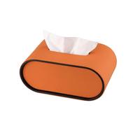 Encimera Mesa de centro de lujo ligera con funda de cuero for caja de pañuelos, dispensador de servilletas faciales de alta gama for dormitorio Decorativa(Orange)