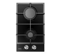 Encimera infiniton gas 2 fuegos cristal templado negro parrilla hierro fundido butano/natural