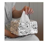 Encimera Servilletero cuadrado de cerámica con diseño salpicaduras tinta for mesita noche Decorativa(Blanco)