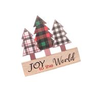 Encimera tradicional de Navidad de madera con Papá Noel figuras de nieve árbol artesanal destacado para reuniones de vacaciones extensión solemne rural permanente resaltado de Navidad