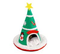 Enclosed Cat Bed - Christmas Tree Design Soft Washable Cat Cave, Anti-Slip Warm Sleeping Nest for Kittens and Puppies, Warm Indoor Pet House for Home Bedroom Living Room Winter Apartment Decor