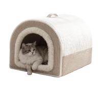 Enclosed Pet House - Dome Style Winter Cat | Bed Cold Resistant Dog Shelter, Plush Washable Nest, Soft Portable Handle Design Indoor Warm Bed | Use In Living Room Bedroom Garage Resting Space
