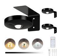 ENCOFT Lampara Pared Sin Cable USB Luz LED Recargable Con Mando Aplique Pared Interior 3 Temperaturas De Color Brillo Ajustable Luces Armario Magnetismo Negro（3 PCS）