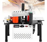 Encoladora de cantos portátil, 1100 W, máquina de bandas de bordes de madera para sellado curvado y recto, velocidad ajustable, capacidad adhesiva de 1000 ml para un acabado de precisión