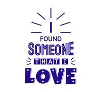 Encontré a alguien que me encanta. Citas del Día de San Valentín sobre el amor. Tipografía. Palabras románticas en febrero. Calcomanías de pared 57.6x84.6cm Azul oscuro