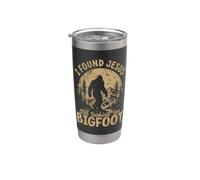 Encontré a Jesús todavía buscando Bigfoot Christian Sasquatch Vaso térmico de acero inoxidable de doble pared